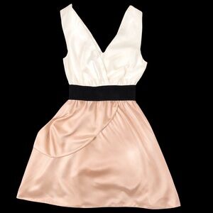 NEW NWT Rare Cream, Black & Gold Dress | Elegant Gold Trim & Slip | Size Small